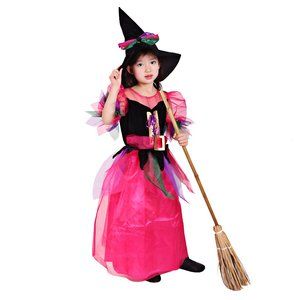 Black Pink Little Witch Halloween Costume - Magical Kids Costume Dress-Up